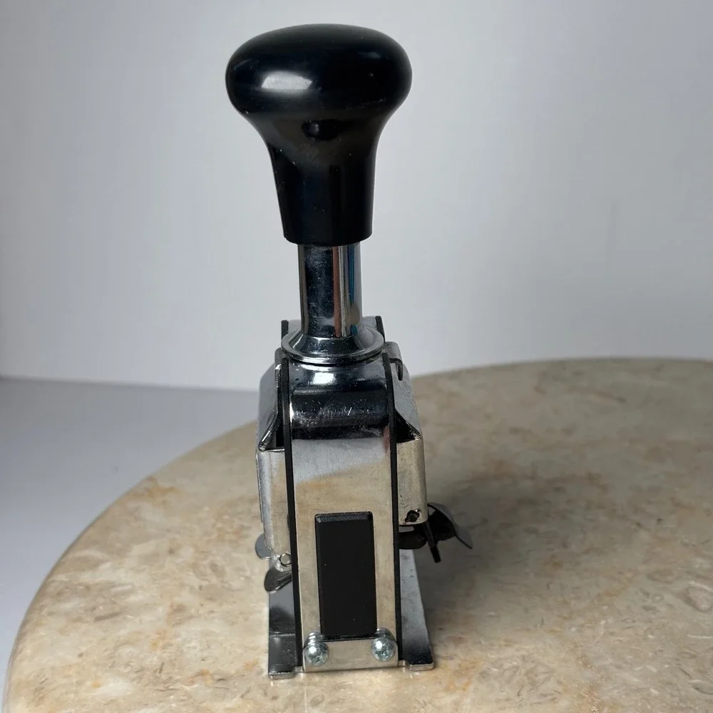 Cosco Automatic Numbering Machine Stamp 6‎ Wheel Metal Silver Black Office